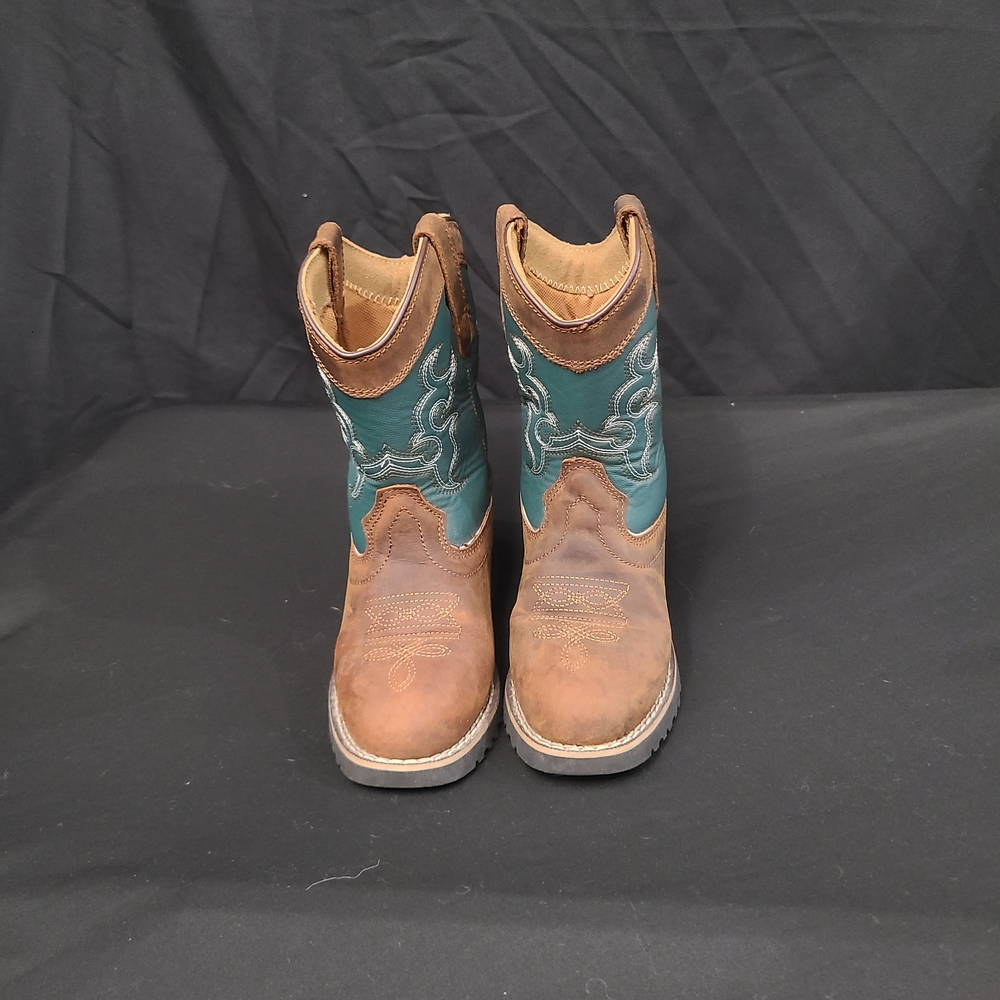 Lincoln Outfitters Kids Size 13 Teal And Tan Cowboy Boots